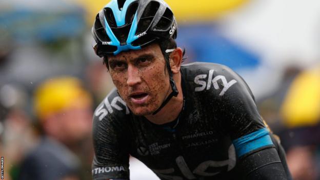 Team Sky’s Geraint Thomas crosses the finishing line after a tough fifth stage of the Tour de France.