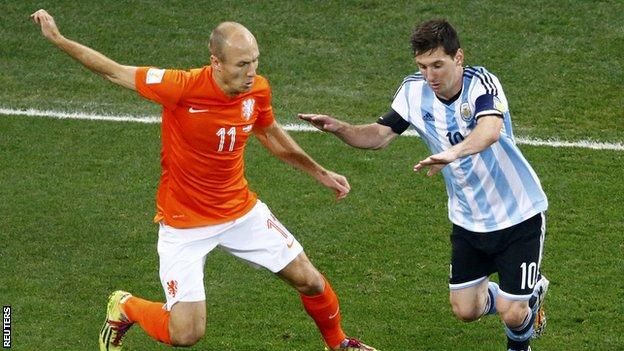 Arjen Robben and Lionel Messi