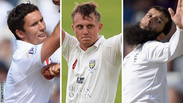 Simon Kerrigan, Scott Borthwick and Moeen Ali
