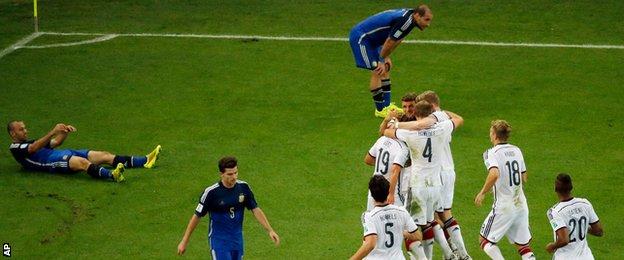 World Cup final: Germany celebrate Mario Gotze's winner