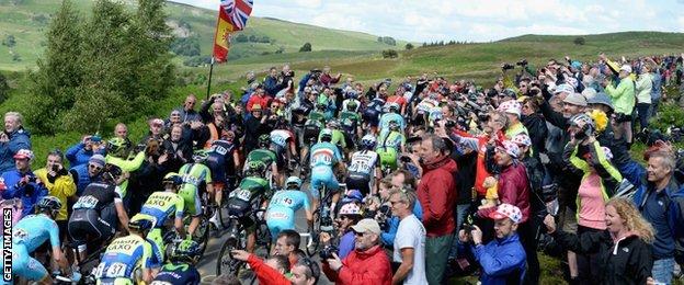 Supporters flocked to the Yorkshire Dales in their hundreds of thousands to watch the Tour cycle past
