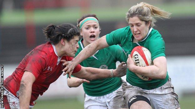 Ireland's Alison Miller on the attack against Wales in the Women's 2013 Six Nations