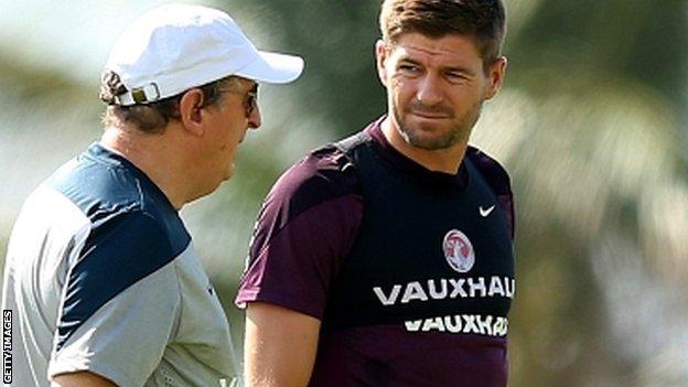 England manager Roy Hodgson and Steven Gerrard
