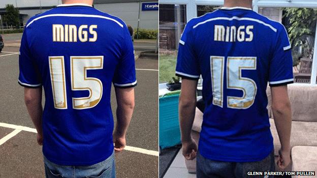 Ipswich Town shirts with Mings and 15 on the back