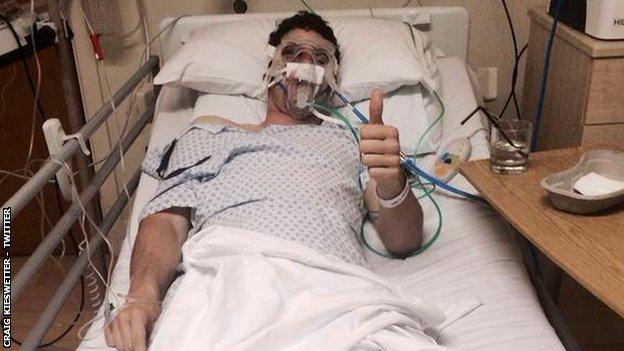 Craig Kieswetter in hospital
