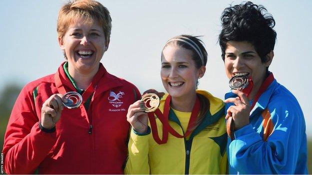 Elena Allen had to settle for silver in the women's skeet, losing out to Australia's Laura Coles.