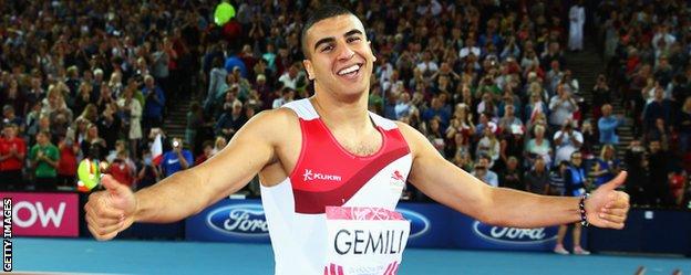 Adam Gemili reacts to winning silver in the Commonwealth Games 100m