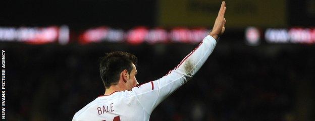 Bale celebrates his Wales goal