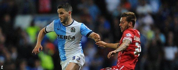 Players in action for Blackburn v Cardiff