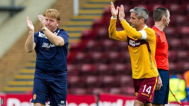 Motherwell manager Stuart McCall and captain Keith Lasley