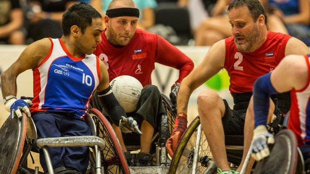 Great Britain wheelchair rugby team beat Denmark