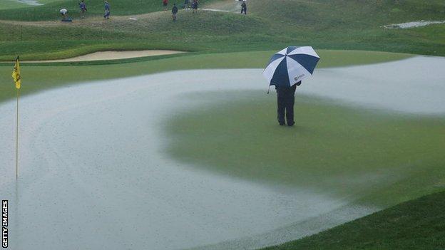 A flooded green at Valhalla