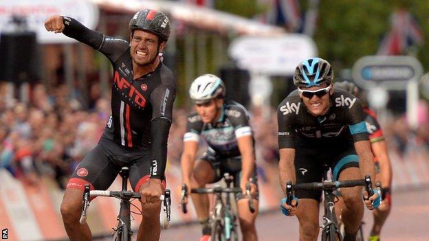 Adam Blythe pipped countryman Ben Swift on the run-in