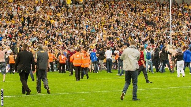 Pitch invasion at Castleford