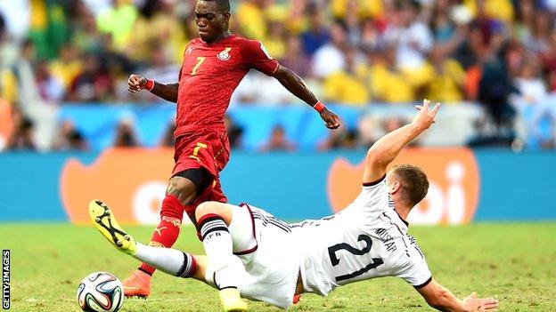 Christian Atsu in World Cup action for Ghana