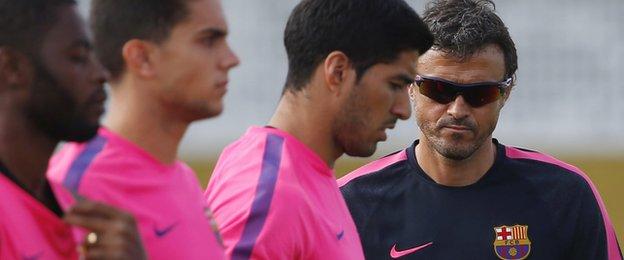 Luis Suarez and Barcelona manager Luis Enrique