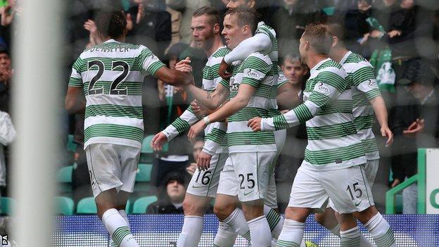 Celtic players celebrating