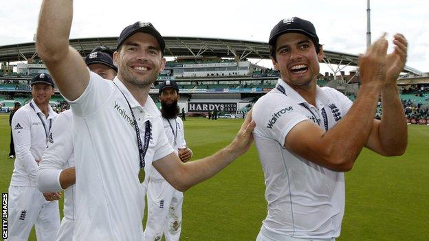 England's James Anderson and Alastair Cook