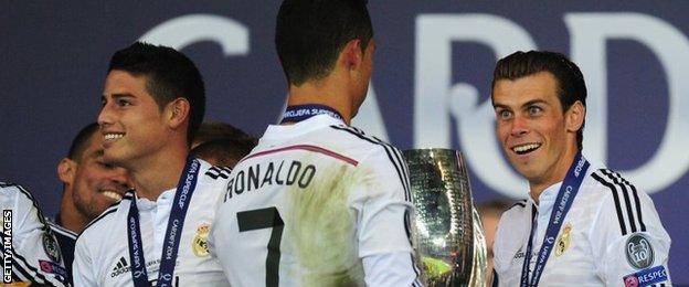 James Rodriguez, Cristiano Ronaldo and Gareth Bale