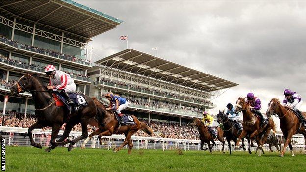 Sole Power ridden by Wayne Lorden wins the Coolmore Nunthorpe Stakes at the Ebor Festival