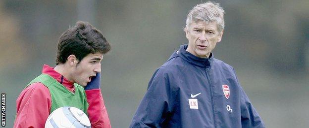 Cesc Fabregas (left) was signed by Arsenal manager Arsene Wenger in September 2003