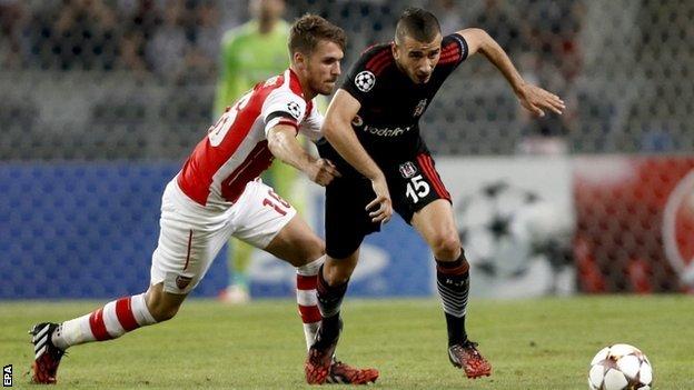 Both of Aaron Ramsey's bookings in Istanbul came for pulling back Besiktas players