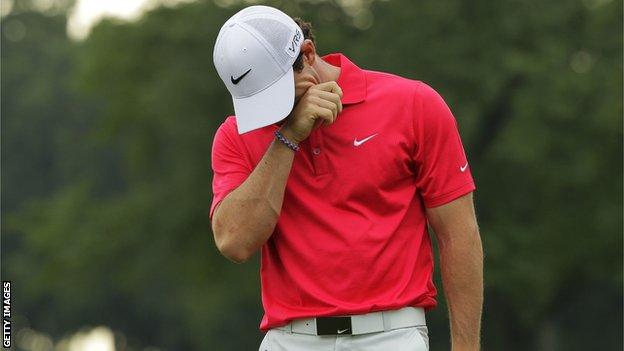 Rory McIlroy struggled badly on his back nine during his opening round in New Jersey
