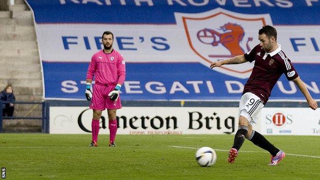 James Keatings scores for Hearts against Raith Rovers