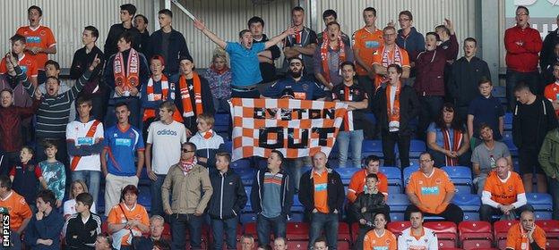 Blackpool fans protest at Wigan