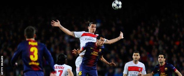 Zlatan Ibrahimovic during the UEFA Champions League quarter final second-leg between Barcelona and PSG