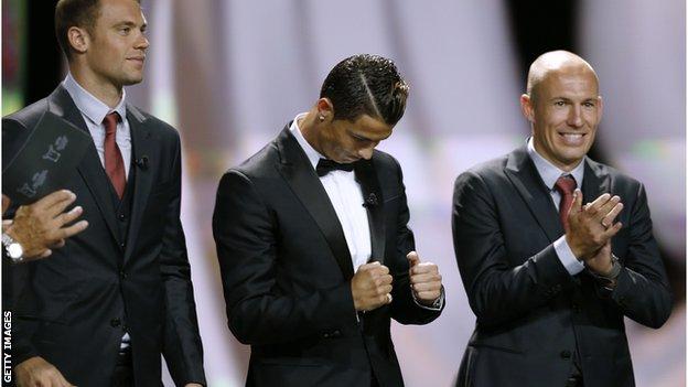 Manuel Neuer, Cristiano Ronaldo and Arjen Robben