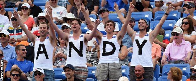 Andy Murray fans cheer him on at the US Open