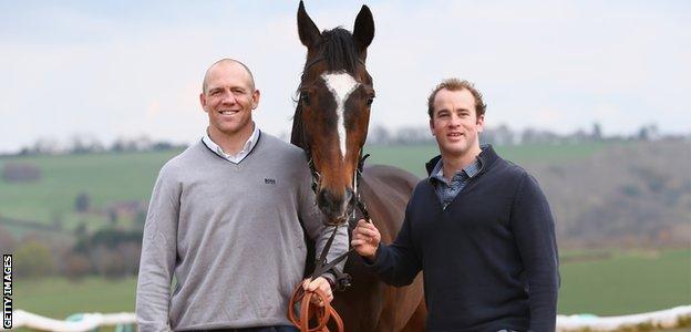 Mike Tindall and James Simpson-Daniel with Monbeg Dude
