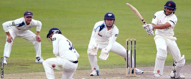 Usman Khawaja batting against Yorkshire