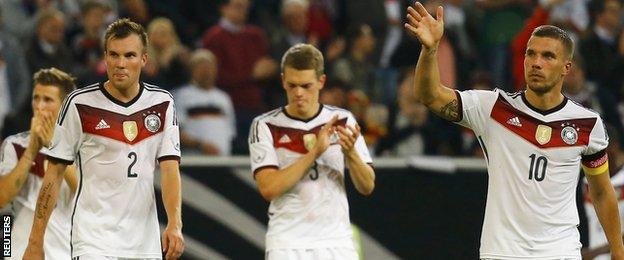 Germany players at the end of their 4-2 home defeat to Argentina
