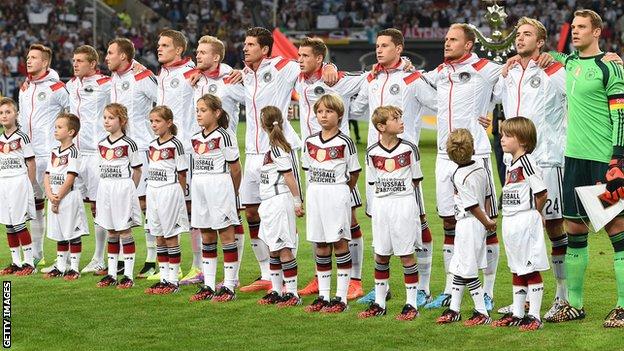 Germany line up ahead of the game against Argentina