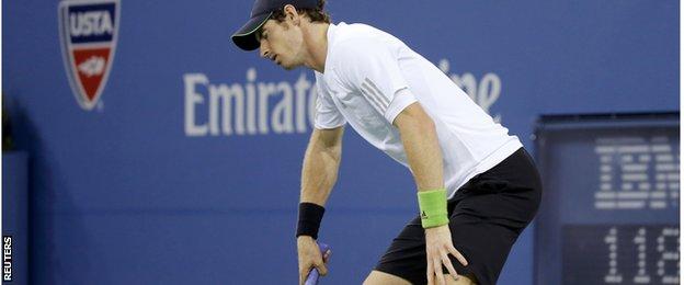 Andy Murray in action against Novak Djokovic in the US Open