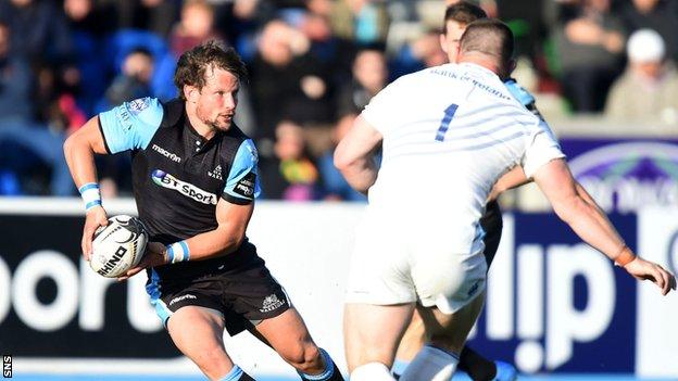 Glasgow Warriors fly-half Peter Horne in action against Leinster