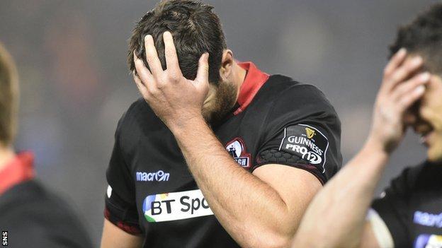 Edinburgh's Fraser McKenzie is dejected after defeat