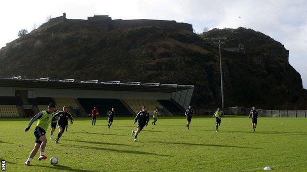 The Scotland team train at Bet Butler Stadium