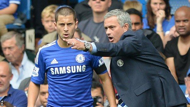 Eden Hazard and Jose Mourinho