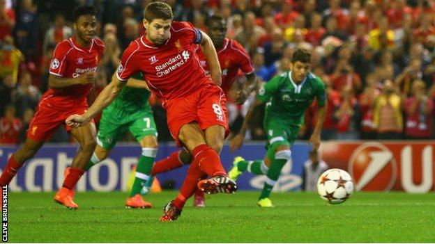 Steven Gerrard scores Liverpool's winner from the penalty spot.