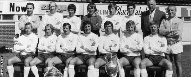 Derby County's team photo for the 1972-73 season