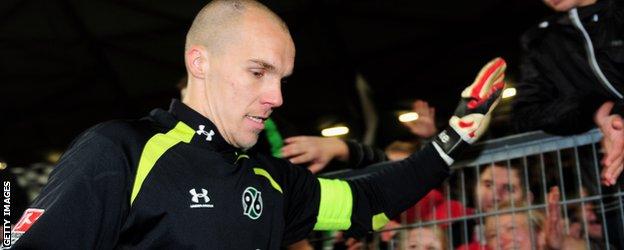 Robert Enke during the Bundesliga match between Hannover 96 and Hamburger SV in 2009