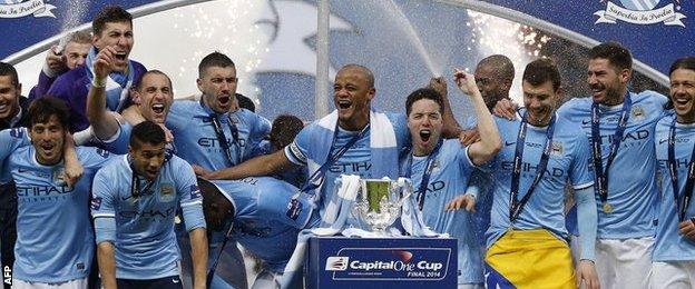 Manchester City's players celebrate