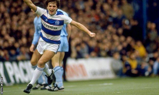 Gary Bannister scores for QPR during the early eighties when the west London club used an artificial surface