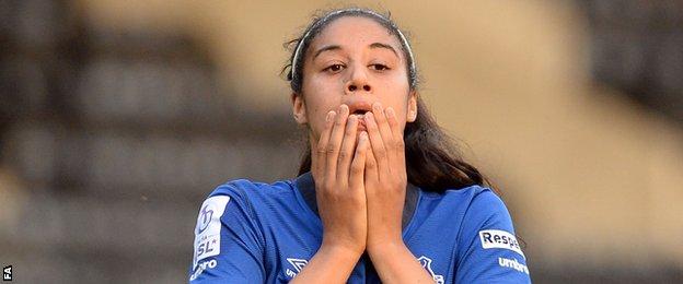 Everton's Gabby George reacts during the game against Notts County