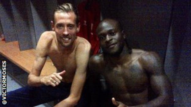 Peter Crouch and Victor Moses