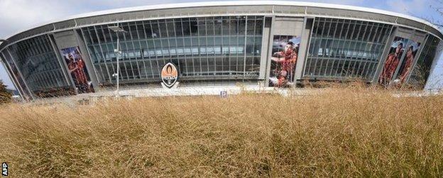 The Donbass Arena in Donetsk