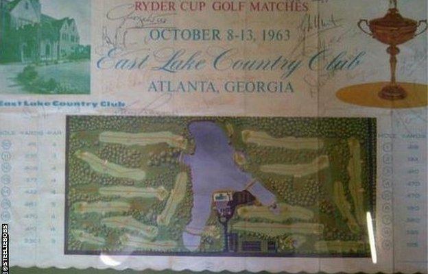 A dinner place mat from the 1963 Ryder Cup